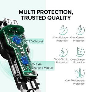 Planet Gates China / Gold Ugreen Car Charger Dual USB Quick Charge 3.0 for iPhone X 8 QC 3.0 Car-Charger for Samsung Galaxy S9 Fast Phone Charger for LG