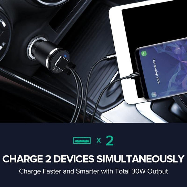 Planet Gates China / Gold Ugreen Car Charger Dual USB Quick Charge 3.0 for iPhone X 8 QC 3.0 Car-Charger for Samsung Galaxy S9 Fast Phone Charger for LG
