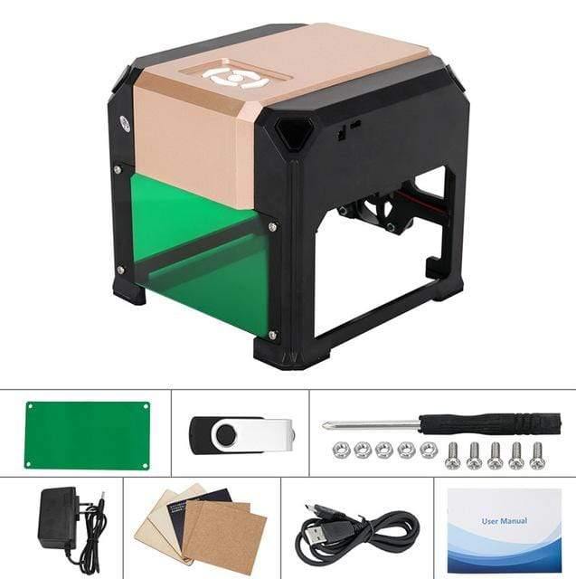 Planet Gates 3000mw CNC Laser Engraver DIY Logo Mark Printer Cutter Laser Engraving Machine Woodworking 80x80mm Engraving Range 3W Mini Laser