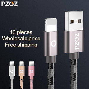 Planet Gates China / Gray 10pack / 100cm PZOZ 10 pieces usb cable for iphone cable 8 7 6 plus 6s 5 5s se x ipad air mini fast charging cables phone charger data adapter
