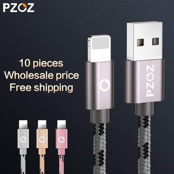 Planet Gates China / Gray 10pack / 100cm PZOZ 10 pieces usb cable for iphone cable 8 7 6 plus 6s 5 5s se x ipad air mini fast charging cables phone charger data adapter