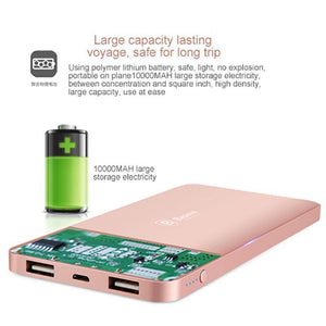 Planet Gates China / Gray Baseus 10000mAh Dual USB Power bank Portable Mobile Phone Charger Powerbank For iPhone Xiaomi External Battery Poverbank