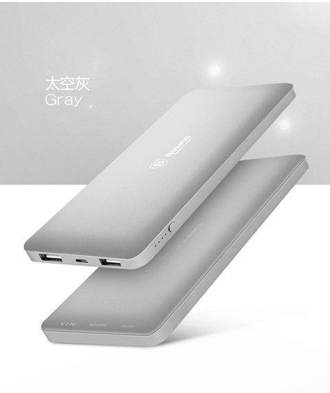 Planet Gates China / Gray Baseus 10000mAh Dual USB Power bank Portable Mobile Phone Charger Powerbank For iPhone Xiaomi External Battery Poverbank