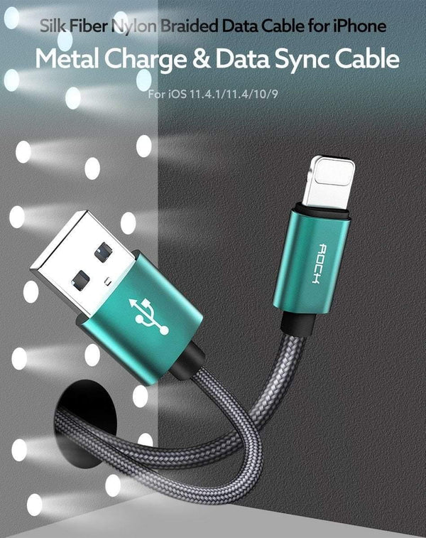 Planet Gates China / Green or Gray Random / 100 cm ROCK USB Cable for iPhone Cable 2018 XS MAX XR X 8 7 6 Plus 6S 5S plus iPad mini Fast Charging Cables Mobile Phone Charger Cord