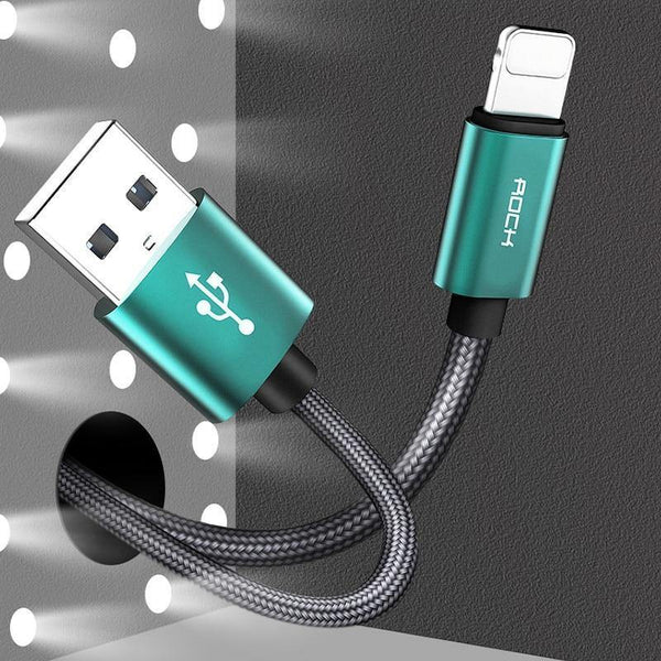 Planet Gates China / Green or Gray Random / 100 cm ROCK USB Cable for iPhone Cable 2018 XS MAX XR X 8 7 6 Plus 6S 5S plus iPad mini Fast Charging Cables Mobile Phone Charger Cord