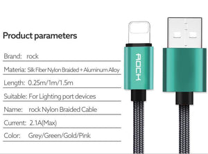 Planet Gates China / Green or Gray Random / 100 cm ROCK USB Cable for iPhone Cable 2018 XS MAX XR X 8 7 6 Plus 6S 5S plus iPad mini Fast Charging Cables Mobile Phone Charger Cord