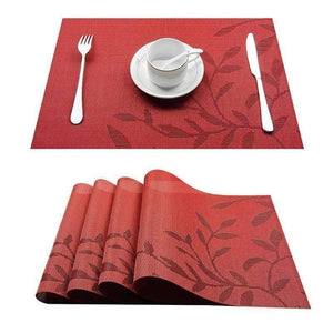 Planet Gates China / Green Set of 4 PVC Flower Pattern Placemats for Dining Table Runner Linens Place Mat in Kitchen Accessories Cup Wine Mat