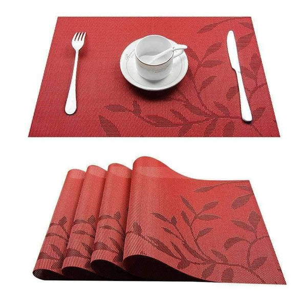 Planet Gates China / Green Set of 4 PVC Flower Pattern Placemats for Dining Table Runner Linens Place Mat in Kitchen Accessories Cup Wine Mat