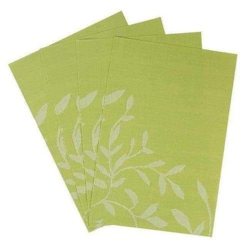 Planet Gates China / Green Set of 4 PVC Flower Pattern Placemats for Dining Table Runner Linens Place Mat in Kitchen Accessories Cup Wine Mat