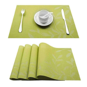 Planet Gates China / Green Set of 4 PVC Flower Pattern Placemats for Dining Table Runner Linens Place Mat in Kitchen Accessories Cup Wine Mat