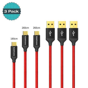 Planet Gates China / Green Suntaiho [3 PACK] 5V2.5A Micro USB Cable For Samsung xiaomi Braided Fast USB Charge & data Cable Mobile Phone USB Charger Cable
