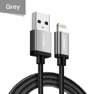 Planet Gates China / Grey / 1m Ugreen MFi USB Cable for iPhone Xs Max 7 Plus 2.4A Fast Charging Lightning Cable for iPhone 6 USB Data Cable Phone Charger Cable