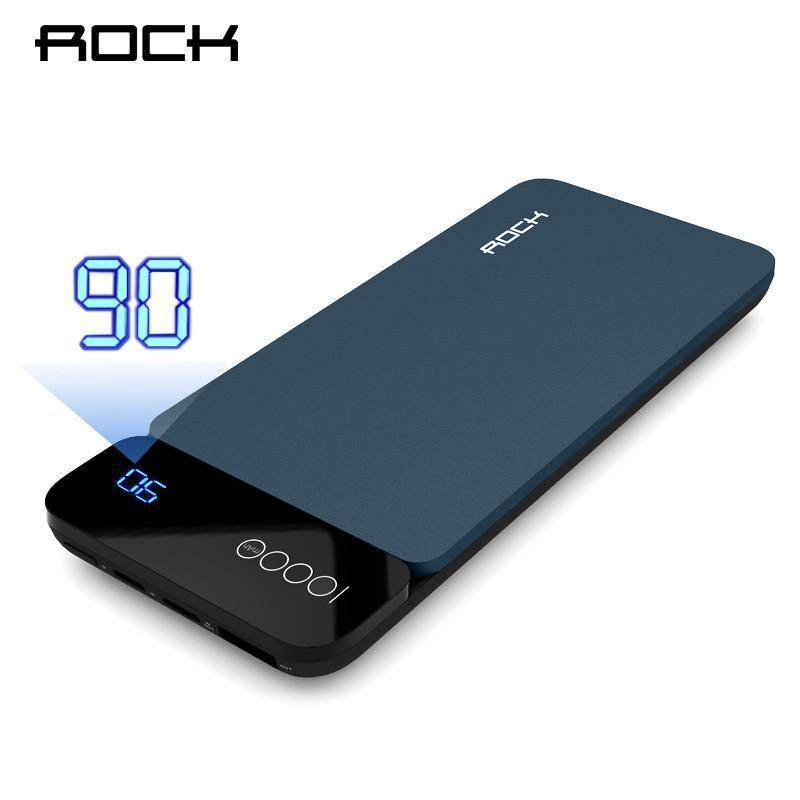 Planet Gates China / Grey ROCK 10000mAh Power Bank for Xiaomi Portable External Battery Charger Type C Fast Charger Powerbank with Digital Display