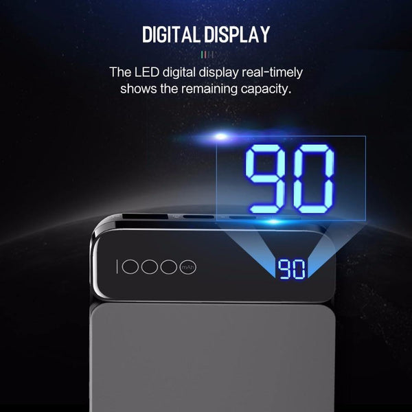 Planet Gates China / Grey ROCK Power Bank 10000mAh with Digital Display Portable External Battery Type C 5V 3A Powerbank for iphone X Samsung Xiaomi