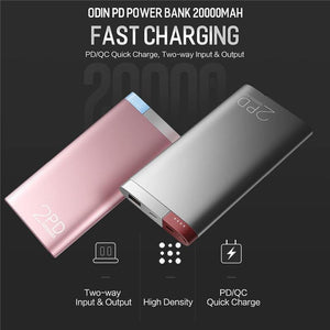 Planet Gates China / Grey ROCK Power Bank 20000mAh PD QC3.0 2.0 Quick Charge Powerbank Portable External Battery Charger for iphone X Samsung Xiaomi