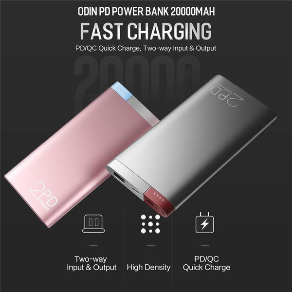 Planet Gates China / Grey ROCK Power Bank 20000mAh PD QC3.0 2.0 Quick Charge Powerbank Portable External Battery Charger for iphone X Samsung Xiaomi