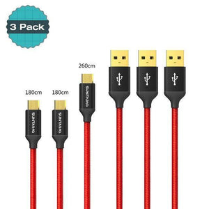 Planet Gates China / Grey Suntaiho [3 PACK] 5V2.5A Micro USB Cable For Samsung xiaomi Braided Fast USB Charge & data Cable Mobile Phone USB Charger Cable