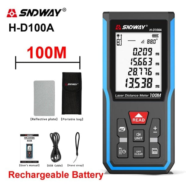 Planet Gates China / H-D100A 100M SNDWAY Laser Rangefinder High Accurate Roulette Laser Distance Meter Measuring 40M 100M 120M Digital Tape Measure Range Finder