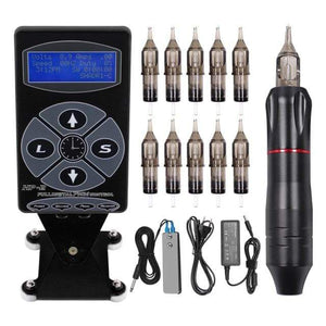 Planet Gates China / HP2 kit black Tattoo Machine Kit Tattoo Power Supply Rotary Pen With Cartridges Needles For Permanent Makeup Eyebrow Microblading Needles