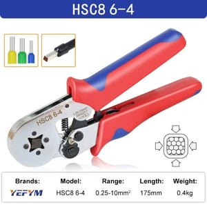 Planet Gates China / HSC8 6-4 Tubular Terminal Crimping Tools Mini Electrical Pliers HSC8 6-4A/6-4 0.25-10mm² 23-7AWG 6-6 0.25-6mm² High Precision Clamp Sets