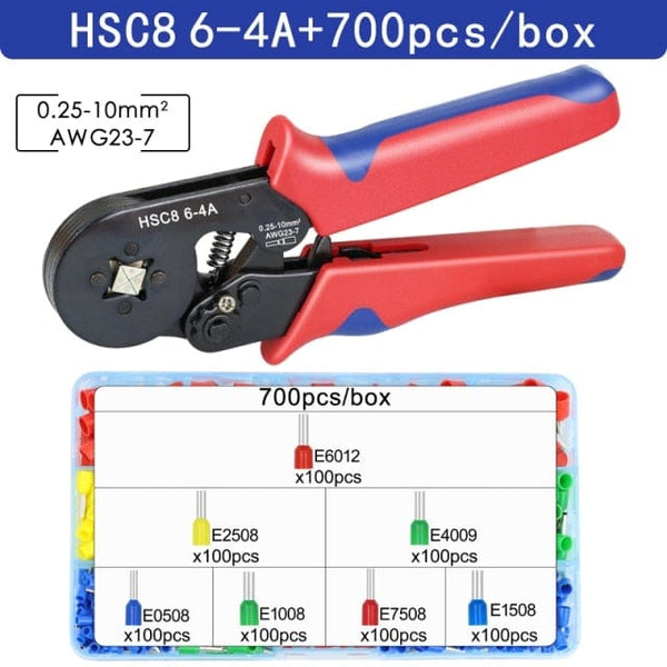 Planet Gates China / HSC8  6-4A 700 tube Tubular Terminal Crimping Tools Mini Electrical Pliers HSC8 6-4A/6-4 0.25-10mm² 23-7AWG 6-6 0.25-6mm² High Precision Clamp Sets
