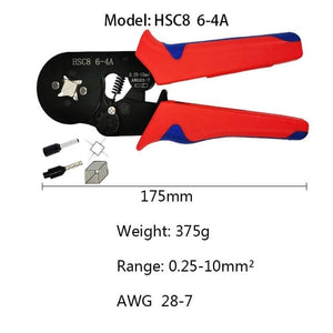 Planet Gates China / hsc8 Red and blue Tubular Terminal Crimping Tool Mini Electrician's Pliers Hand Tools HSC8 6-4 0.06-10mm2 28-7AWG High Precision Pliers Set