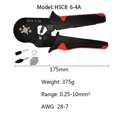 Planet Gates China / hsc8 Red black Tubular Terminal Crimping Tool Mini Electrician's Pliers Hand Tools HSC8 6-4 0.06-10mm2 28-7AWG High Precision Pliers Set