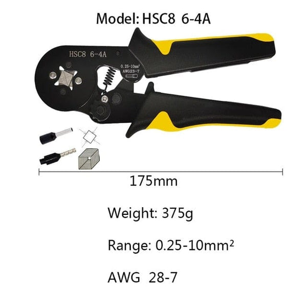 Planet Gates China / hsc8 Yellow black Tubular Terminal Crimping Tool Mini Electrician's Pliers Hand Tools HSC8 6-4 0.06-10mm2 28-7AWG High Precision Pliers Set