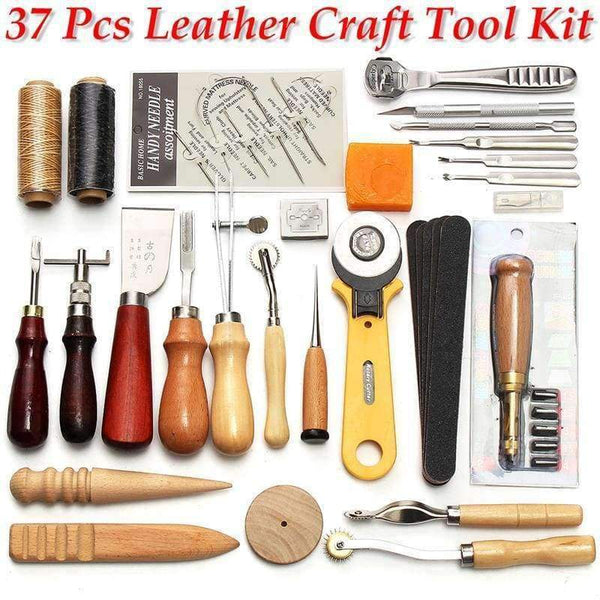 Planet Gates China KiWarm Professional 37 Pcs Leather Craft Tools Kit Hand Sewing Stitching Punch Carving Work Saddle Leathercraft Accessories