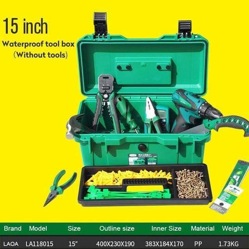 Waterproof Tool Kit 15"/17"/19" Tool box Two Layers Seal box Shockproof Case Plastic Toolbox Portable Suitcase for Tools