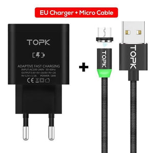 Planet Gates China / Micro and EU Charger TOPK 18W Quick Charge 3.0 USB Charger for Samsung Xiaomi Huawei OnePlus LG Mobile Phone Charger With Fast USB Charging Cable