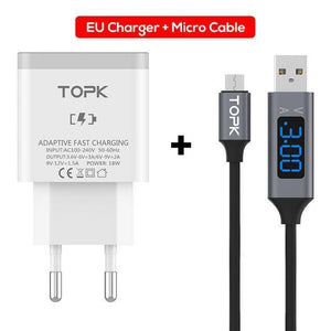 Planet Gates China / Micro and EU Charger TOPK Mobile Phone Charger 18W Quick Charge 3.0 Fast USB Charger EU Plug Wall Travel Adapter for Samsung Galaxy S9/S8 Xiaomi LG