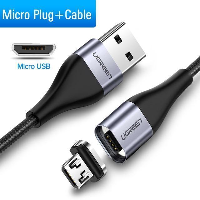 Planet Gates Ugreen Magnetic USB Cable Fast Charging USB Type C Cable Magnet Charger Data Charge Micro USB Cable Mobile Phone Cable USB Cord