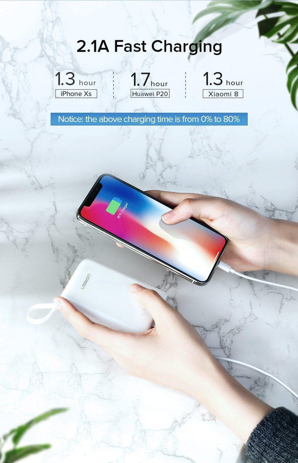Planet Gates China / Mini PowerBank White Ugreen Mini Power Bank 10000mAh Ultra Slim PoverBank for Samsung S9 S8 Dual USB Powerbank External Battery Pack Portable Charger