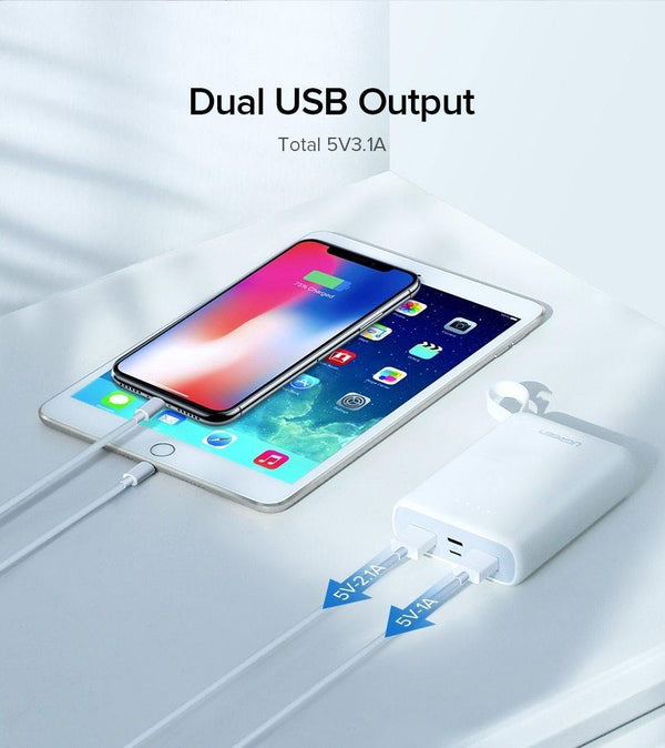 Planet Gates China / Mini PowerBank White Ugreen Mini Power Bank 10000mAh Ultra Slim PoverBank for Samsung S9 S8 Dual USB Powerbank External Battery Pack Portable Charger
