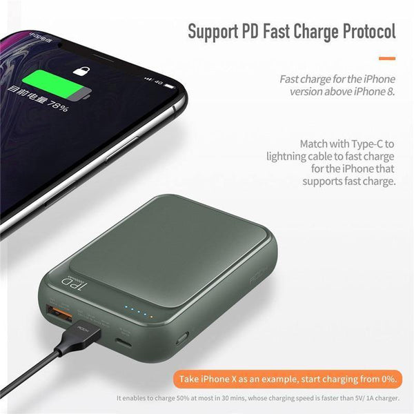 Planet Gates China / Navy Blue ROCK Mini Power Bank 10000mAh 18W USB C PD Fast Charging QC3.0 Quick Charge External Battery For iPhone Xs Max Samsung S9