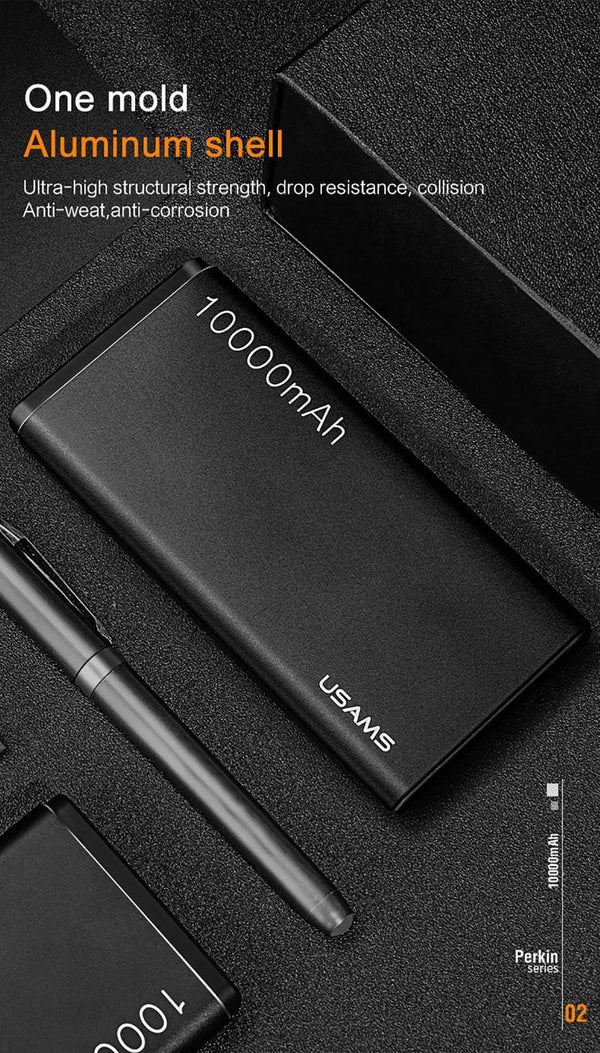 Planet Gates China / New Black USAMS Power Bank 10000mAh Dual USB Mobile Phone Portable Charger Powerbank Backup External Battery