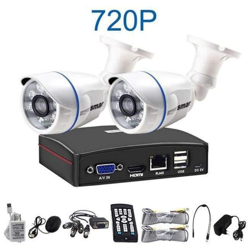 Planet Gates China / None / AU Plug, Black Smar 4CH 1080N 5 in 1 AHD DVR Kit CCTV System 2PCS 720P/1080P IR AHD Camera Outdoor Waterproof Day & Night Security Camera Kit