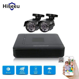 Planet Gates China / None / Black Hiseeu 4CH DVR CCTV System 2PCS Cameras 2CH 1.0 MP IR Outdoor Security Camera 720P HDMI AHD CCTV DVR 1200 TVL Surveillance Kit