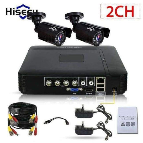 Planet Gates China / None / Black Hiseeu 4CH DVR CCTV System 2PCS Cameras 2CH 1.0 MP IR Outdoor Security Camera 720P HDMI AHD CCTV DVR 1200 TVL Surveillance Kit