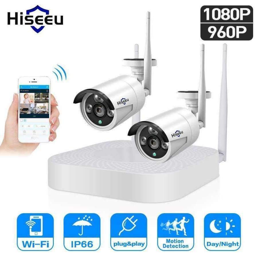 Planet Gates China / None / Purple Hiseeu 4CH 960P/1080P Wireless CCTV camera System wifi 2pcs 1.3MP 2MP waterproof IP camera outdoor security kit cctv extendable