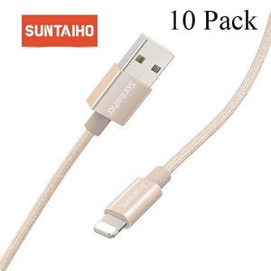 Planet Gates China / Nylon Black / 25cm Suntaiho 10-Pack usb cable for iphone cable fast charging for iPhone 7 plus XS MAX 8 XR 5s 6s X iPad SE Phone USB Charger Cable