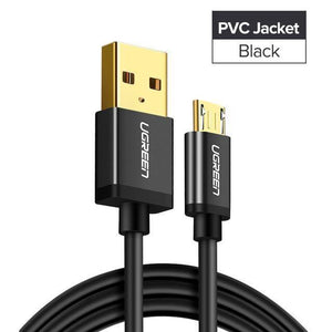 Planet Gates China / Nylon Black / 50cm Ugreen Micro USB Cable 2.4A Fast Charging Data Cable for Xiaomi Redmi Note Huawei HTC Mobile Phone Charger Cable Micro USB Cord