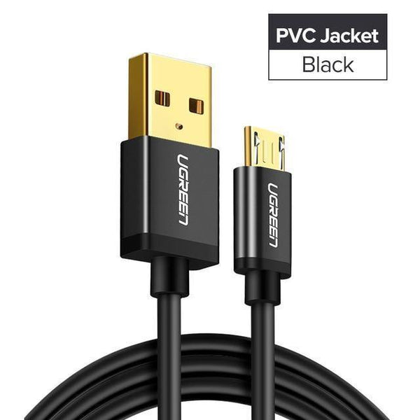 Planet Gates China / Nylon Black / 50cm Ugreen Micro USB Cable 2.4A Fast Charging Data Cable for Xiaomi Redmi Note Huawei HTC Mobile Phone Charger Cable Micro USB Cord