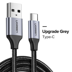 Planet Gates China / Nylon Grey / 25cm Ugreen USB Type C Cable USB C Fast Charging Data Cable for Samsung Galaxy S9 S8 Plus Mobile Phone Charger Cable for Xiaomi Mi 8