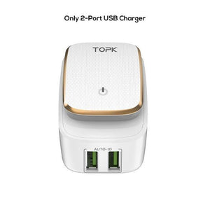 Planet Gates China / Only 2 Prot Charger TOPK Multi-Port USB Charger LED Lamp Auto-ID Mobile Phone Charger Portable Tarvel EU&US Plug Wall Charger Adapter
