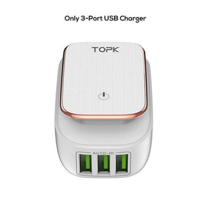 Planet Gates China / Only 3 Prot Charger TOPK Multi-Port USB Charger LED Lamp Auto-ID Mobile Phone Charger Portable Tarvel EU&US Plug Wall Charger Adapter