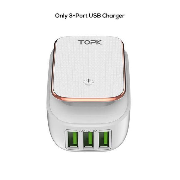 Planet Gates China / Only 3 Prot Charger TOPK Multi-Port USB Charger LED Lamp Auto-ID Mobile Phone Charger Portable Tarvel EU&US Plug Wall Charger Adapter