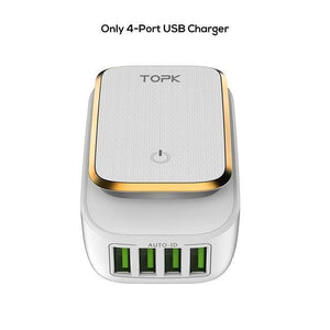 Planet Gates China / Only 4 Prot Charger TOPK Multi-Port USB Charger LED Lamp Auto-ID Mobile Phone Charger Portable Tarvel EU&US Plug Wall Charger Adapter