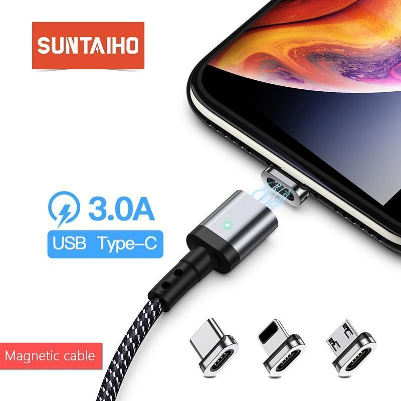 Planet Gates China / Only cable / Custom choice Suntaiho Magnetic Charger Micro USB C Cable Type C for Xiaomi PLAY note 7 Fast Charging Adapter Phone iOS 12 For iphone Samsung